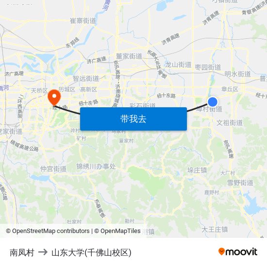 南凤村 to 山东大学(千佛山校区) map