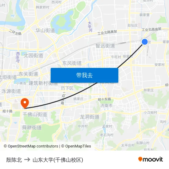 殷陈北 to 山东大学(千佛山校区) map