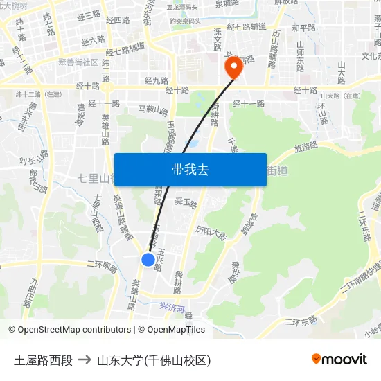 土屋路西段 to 山东大学(千佛山校区) map