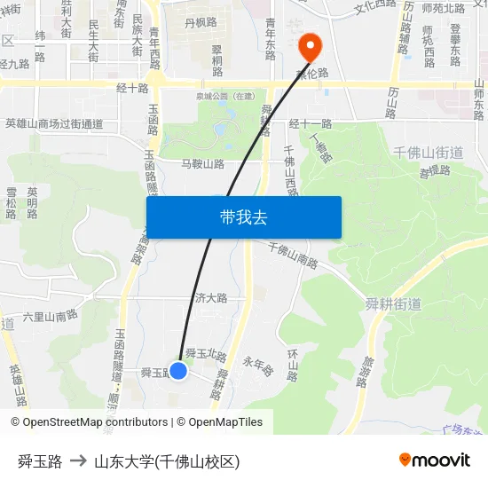 舜玉路 to 山东大学(千佛山校区) map