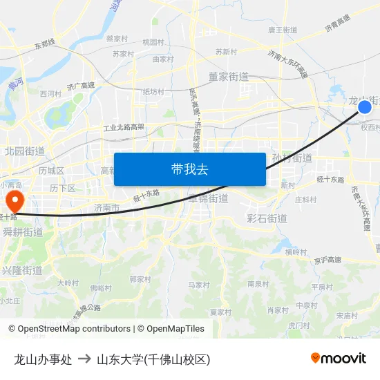 龙山办事处 to 山东大学(千佛山校区) map