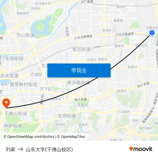刘家 to 山东大学(千佛山校区) map