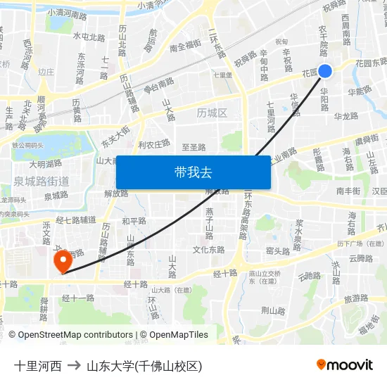 十里河西 to 山东大学(千佛山校区) map