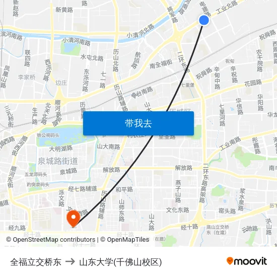 全福立交桥东 to 山东大学(千佛山校区) map