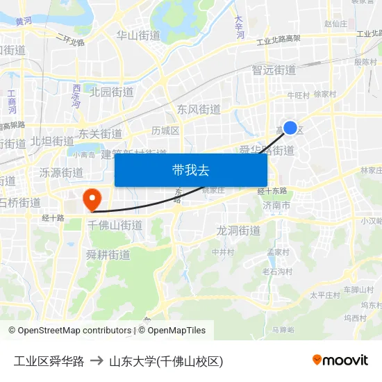 工业区舜华路 to 山东大学(千佛山校区) map