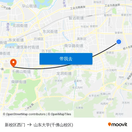 新校区西门 to 山东大学(千佛山校区) map