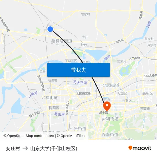 安庄村 to 山东大学(千佛山校区) map