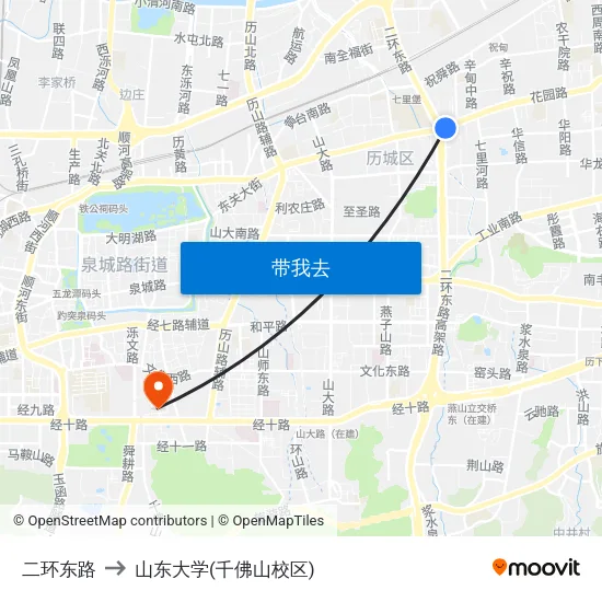 二环东路 to 山东大学(千佛山校区) map