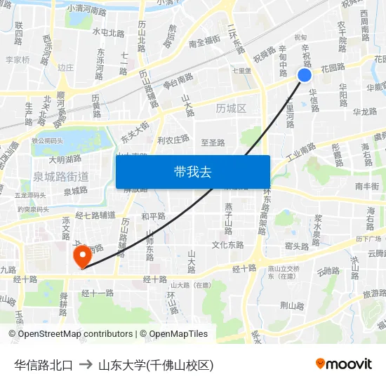 华信路北口 to 山东大学(千佛山校区) map