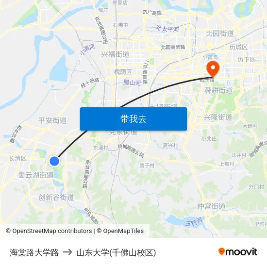 海棠路大学路 to 山东大学(千佛山校区) map