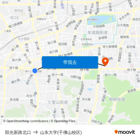 阳光新路北口 to 山东大学(千佛山校区) map