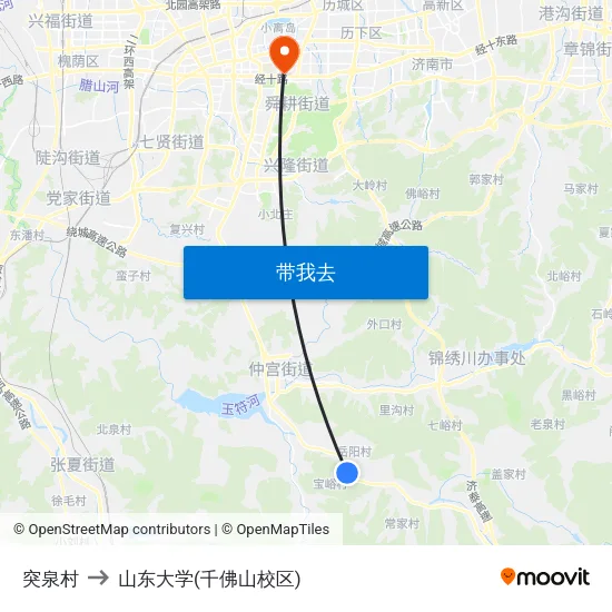 突泉村 to 山东大学(千佛山校区) map