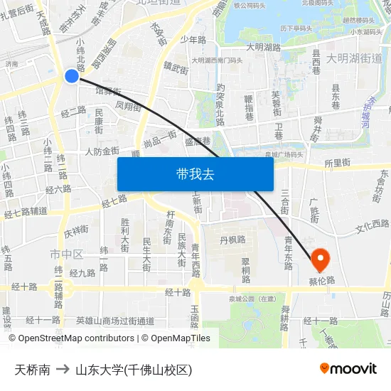 天桥南 to 山东大学(千佛山校区) map