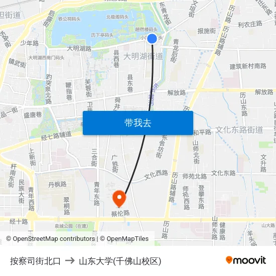 按察司街北口 to 山东大学(千佛山校区) map