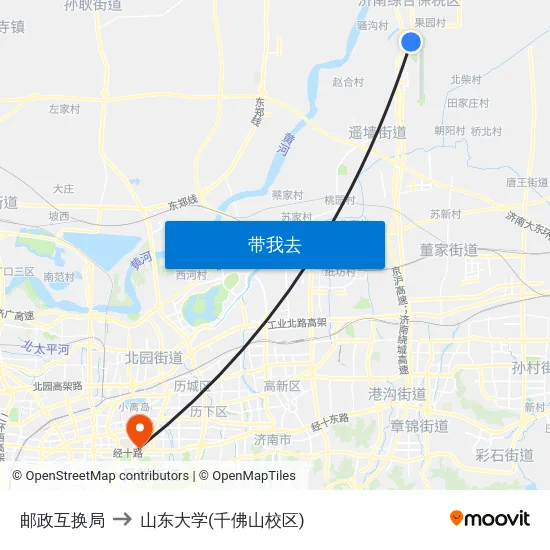 邮政互换局 to 山东大学(千佛山校区) map