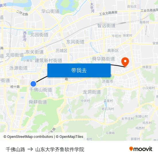 千佛山路 to 山东大学齐鲁软件学院 map