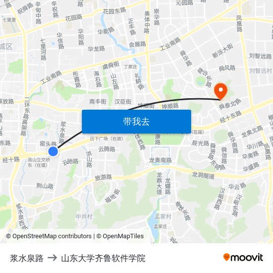 浆水泉路 to 山东大学齐鲁软件学院 map