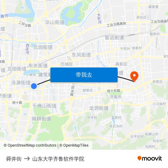 舜井街 to 山东大学齐鲁软件学院 map