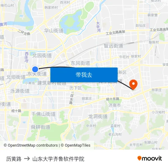 历黄路 to 山东大学齐鲁软件学院 map