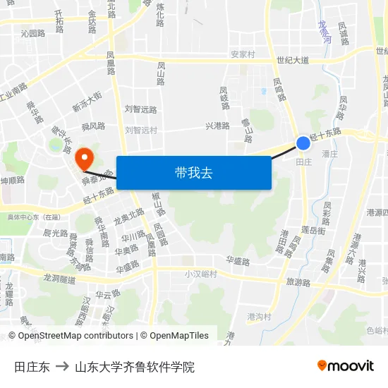 田庄东 to 山东大学齐鲁软件学院 map
