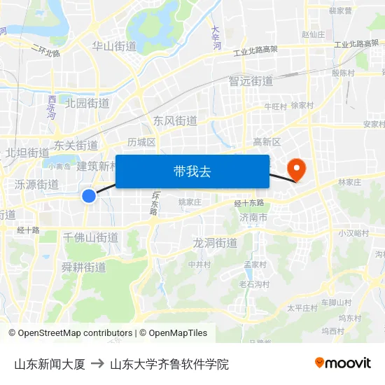 山东新闻大厦 to 山东大学齐鲁软件学院 map