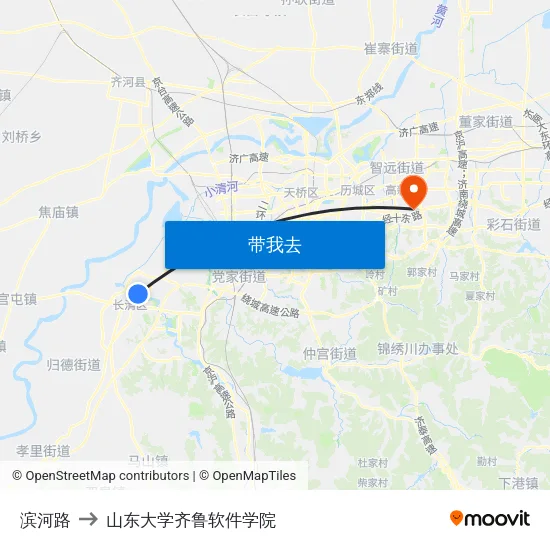 滨河路 to 山东大学齐鲁软件学院 map