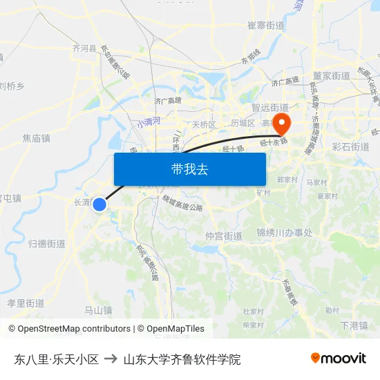 东八里·乐天小区 to 山东大学齐鲁软件学院 map