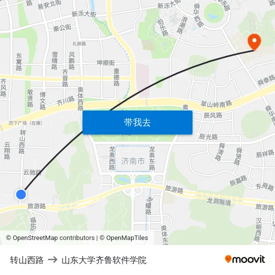 转山西路 to 山东大学齐鲁软件学院 map