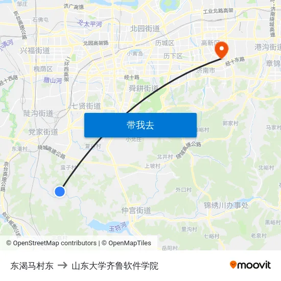东渴马村东 to 山东大学齐鲁软件学院 map