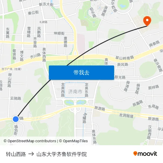 转山西路 to 山东大学齐鲁软件学院 map