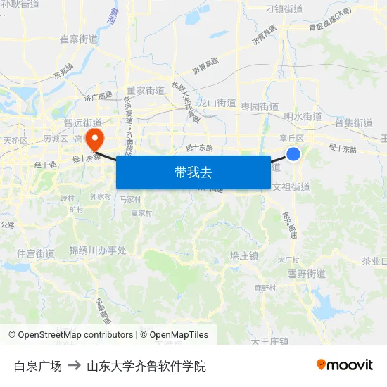 白泉广场 to 山东大学齐鲁软件学院 map