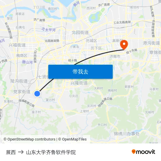 展西 to 山东大学齐鲁软件学院 map