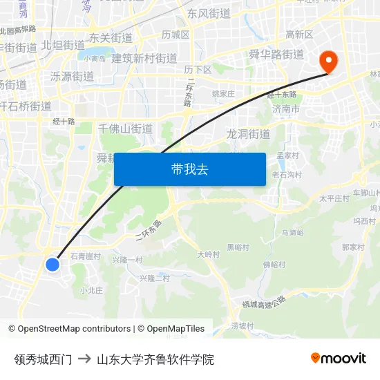 领秀城西门 to 山东大学齐鲁软件学院 map