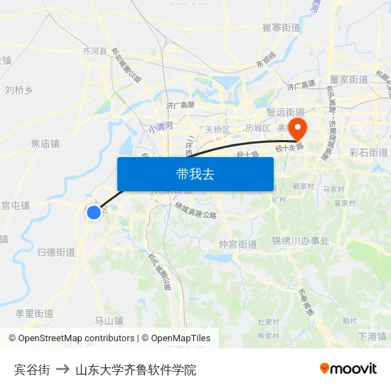 宾谷街 to 山东大学齐鲁软件学院 map
