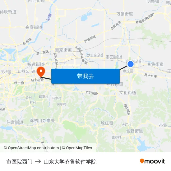 市医院西门 to 山东大学齐鲁软件学院 map