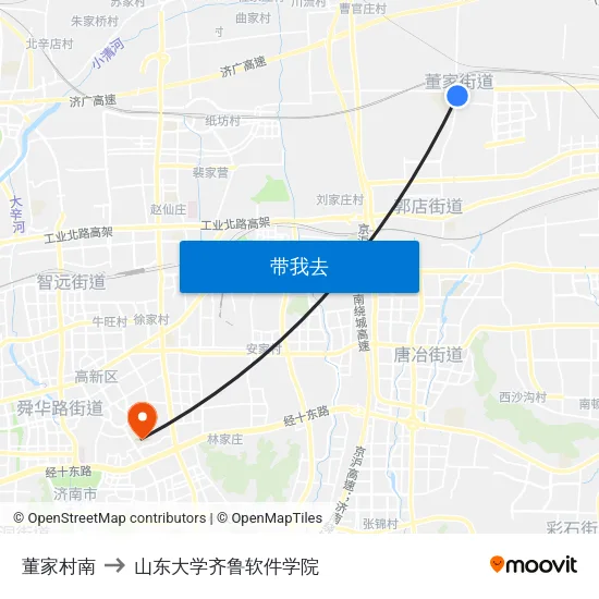 董家村南 to 山东大学齐鲁软件学院 map