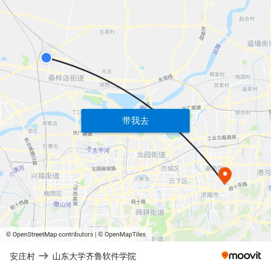 安庄村 to 山东大学齐鲁软件学院 map