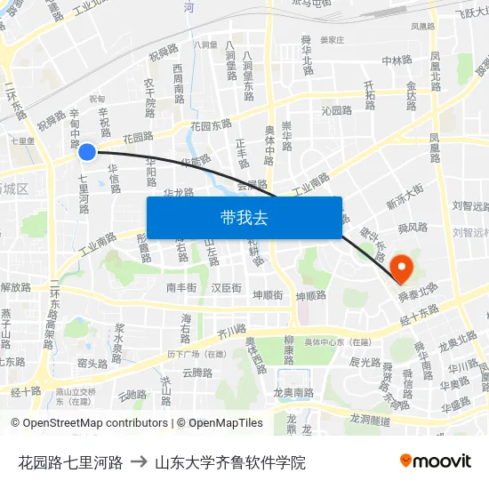 花园路七里河路 to 山东大学齐鲁软件学院 map