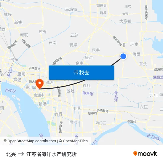 北兴 to 江苏省海洋水产研究所 map