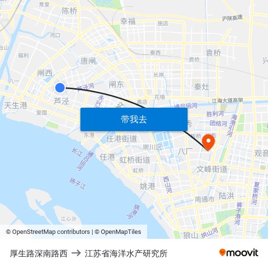 厚生路深南路西 to 江苏省海洋水产研究所 map