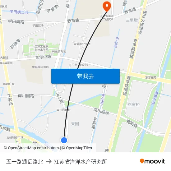 五一路通启路北 to 江苏省海洋水产研究所 map
