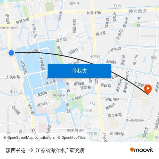 濠西书苑 to 江苏省海洋水产研究所 map