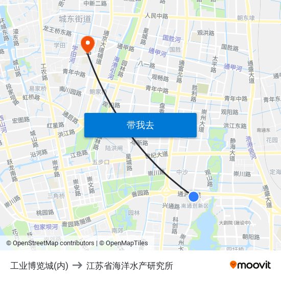 工业博览城(内) to 江苏省海洋水产研究所 map