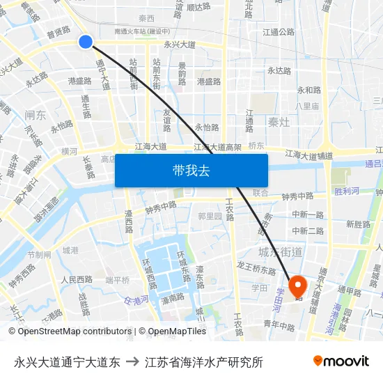 永兴大道通宁大道东 to 江苏省海洋水产研究所 map