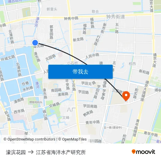 濠滨花园 to 江苏省海洋水产研究所 map