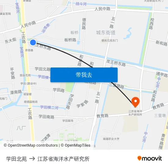 学田北苑 to 江苏省海洋水产研究所 map