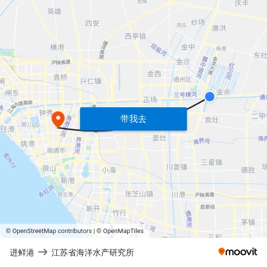 进鲜港 to 江苏省海洋水产研究所 map
