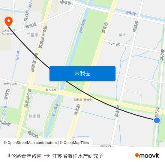世伦路青年路南 to 江苏省海洋水产研究所 map