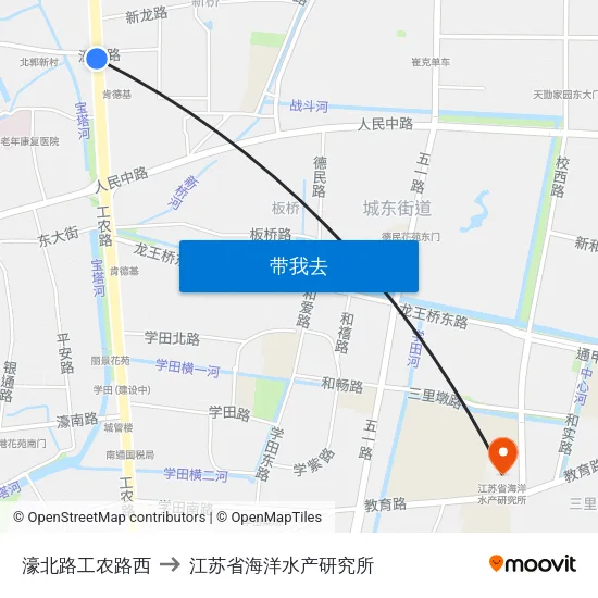 濠北路工农路西 to 江苏省海洋水产研究所 map