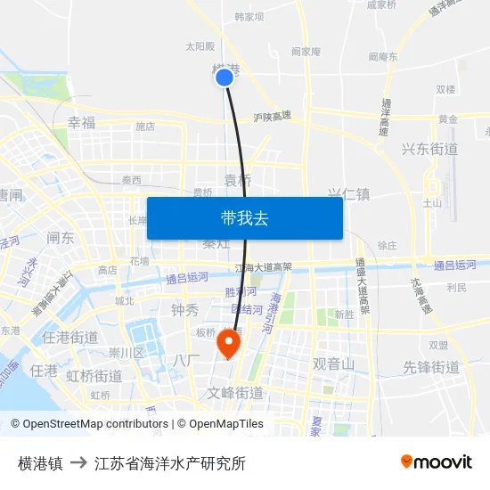横港镇 to 江苏省海洋水产研究所 map
